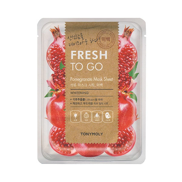 Tonymoly FRESH TO GO Pomegranate Mask Sheet Осветляющая тканевая маска для лица с экстрактом граната