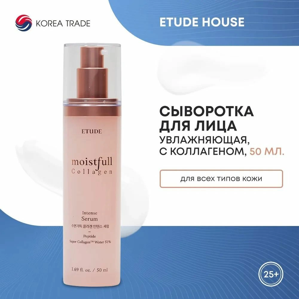 Etude House Moistfull Collagen Intense Serum Интенсивная увлажняющая сыворотка для лица с коллагеном 50мл