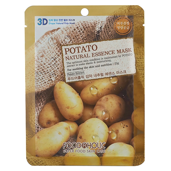 Foodaholic Тканевая маска для лица 3D Natural Essence Mask Potato, 23 мл.