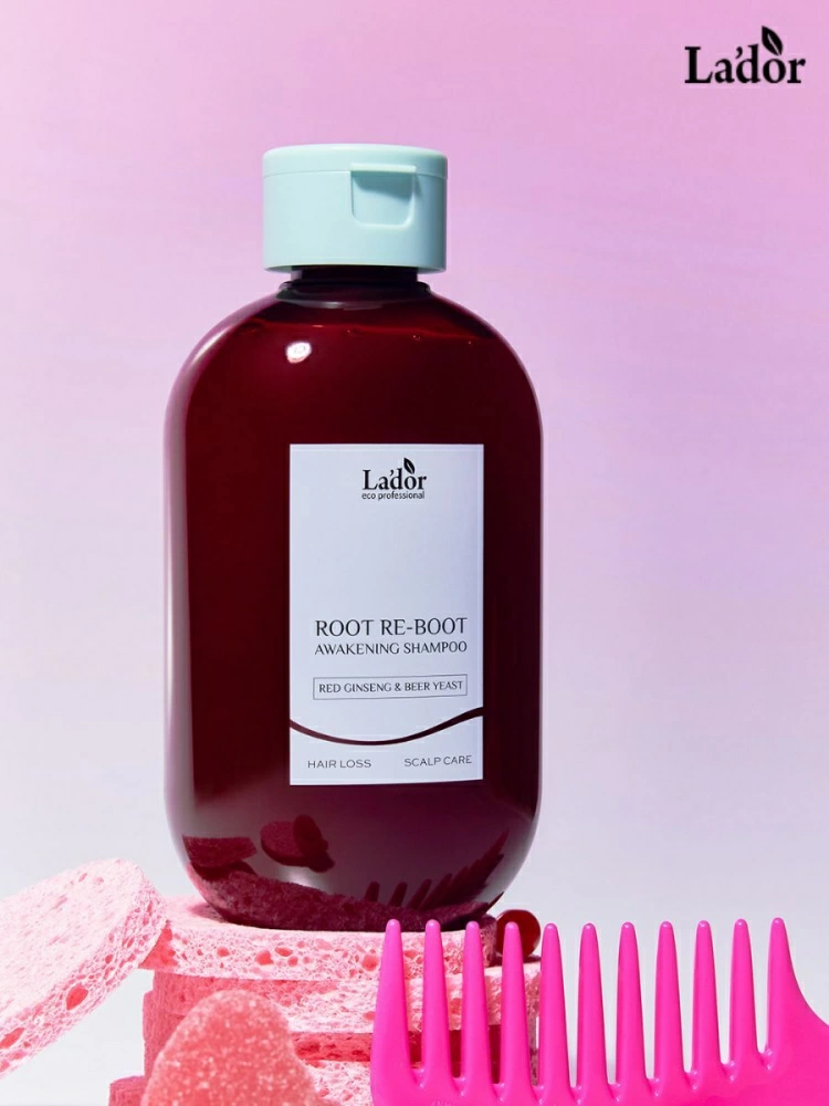 Lador Root Шампунь против выпадения волос для сухих и тусклых волос Root RE-BOOT Awakening Shampoo (RED GINSENG&BEER YEAST) 300 мл.