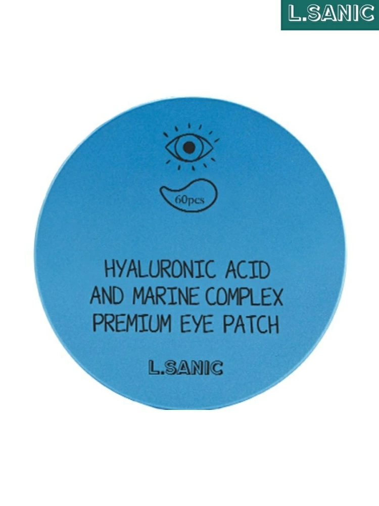 L.Sanic Гидрогелевые патчи для глаз Hyaluronic Acid and Marine Complex Premium Eye Patch с гиалуроновой кислотой и экстрактом водорослей, 60 шт.