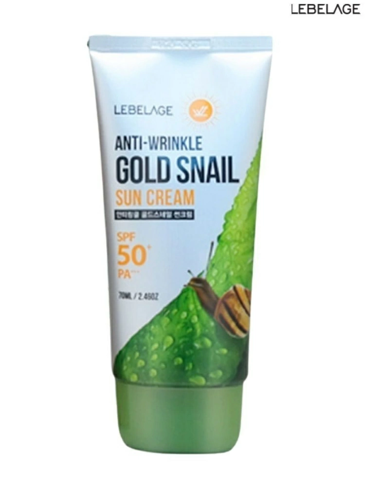 Солнцезащитный крем против морщин Lebelage Anti-Wrinkle Gold & Snail Sun Cream SPF50+ PA+++, 70 мл.