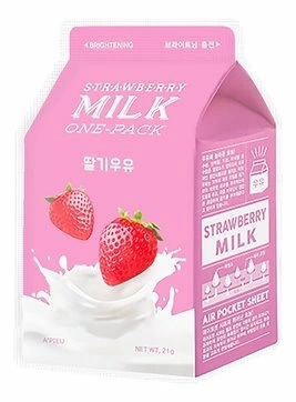 A'PIEU Осветляющая тканевая маска для лица Strawberry Milk One-Pack с экстрактом клубники, 21 гр.