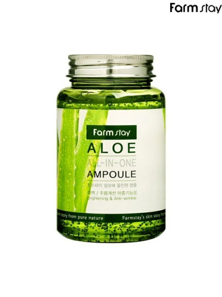 FarmStay Многофункциональная ампульная сыворотка All-In-One Aloe Ampoule с экстрактом алоэ, 250 мл.