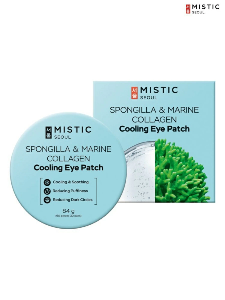 MISTIC SPONGILLA & MARINE COLLAGEN COOLING EYE PATCH Охлаждающие патчи с морским коллагеном и экстрактом бадяги 60шт