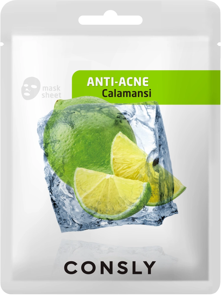 Consly Тканевая маска противовоспалительная с экстрактом каламанси Calamansi Anti-Acne Mask Pack, 20 мл.