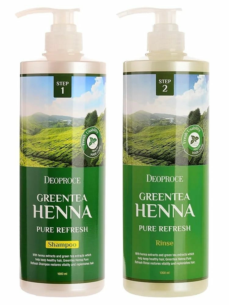 Deoproce Набор для волос Green Tea Henna Pure Refresh Shampoo & Rinse Set