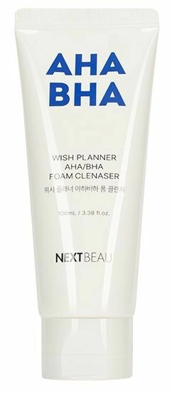 NEXTBEAU Wish Planner AHA/BHA Foam Cleanser Очищающая пенка для умывания с AHA/BHA кислотами для проблемной кожи 100мл