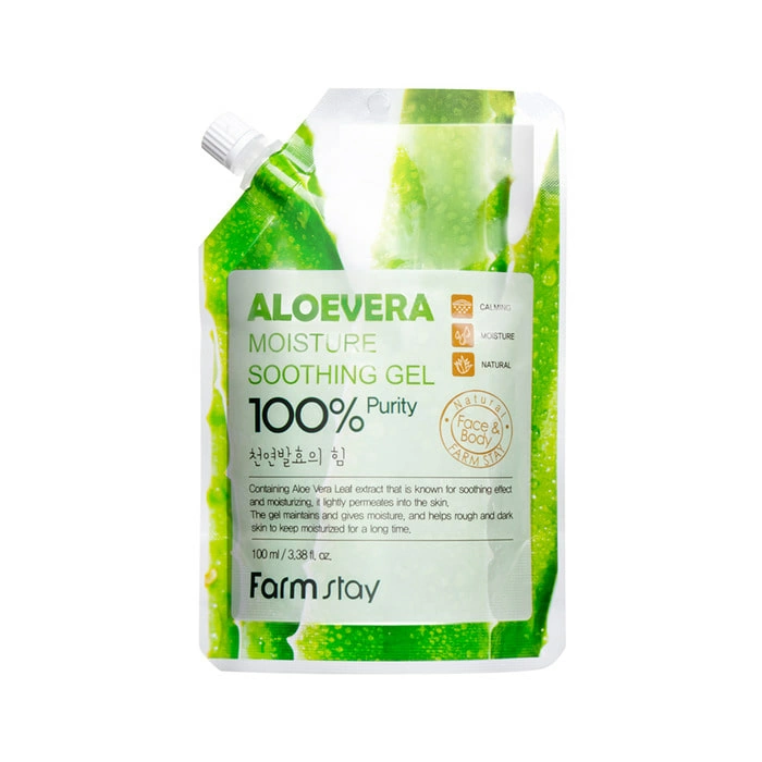 FarmStay Увлажняющий успокаивающий гель для лица и тела Moisture Soothing Gel Aloe vera с экстрактом алое вера, 100 мл.