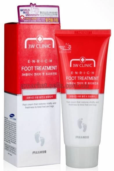 3W Clinic Лечебный крем для ног Enrich Foot Treatment, 100 мл.