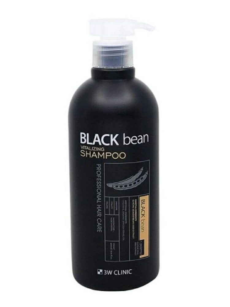 3W Clinic Шампунь для волос восстанавливающий с экстрактом черной фасоли BLACK BEAN VITALIZING SHAMPOO, 500 мл.