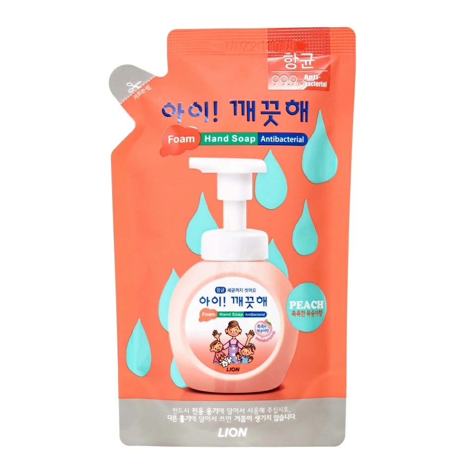 Lion Ai kekute Foaming handsoap Peach (Moisturising) 200 мл. refill Жидкое пенное мыло для рук с экстр