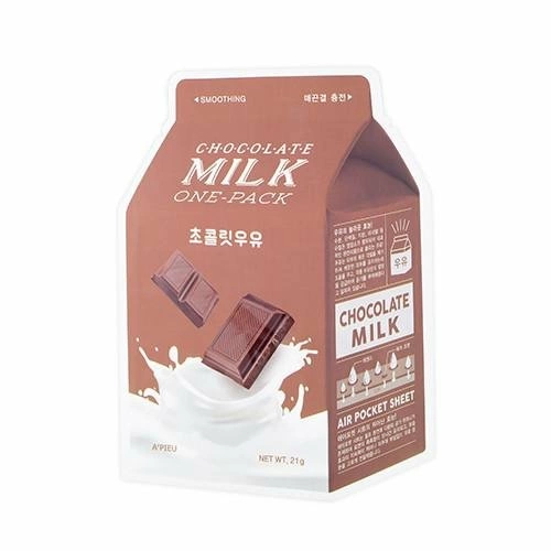 A'PIEU Смягчающая тканевая маска для лица Chocolate Milk One-Pack с экстрактом какао и сливы, 21 гр.