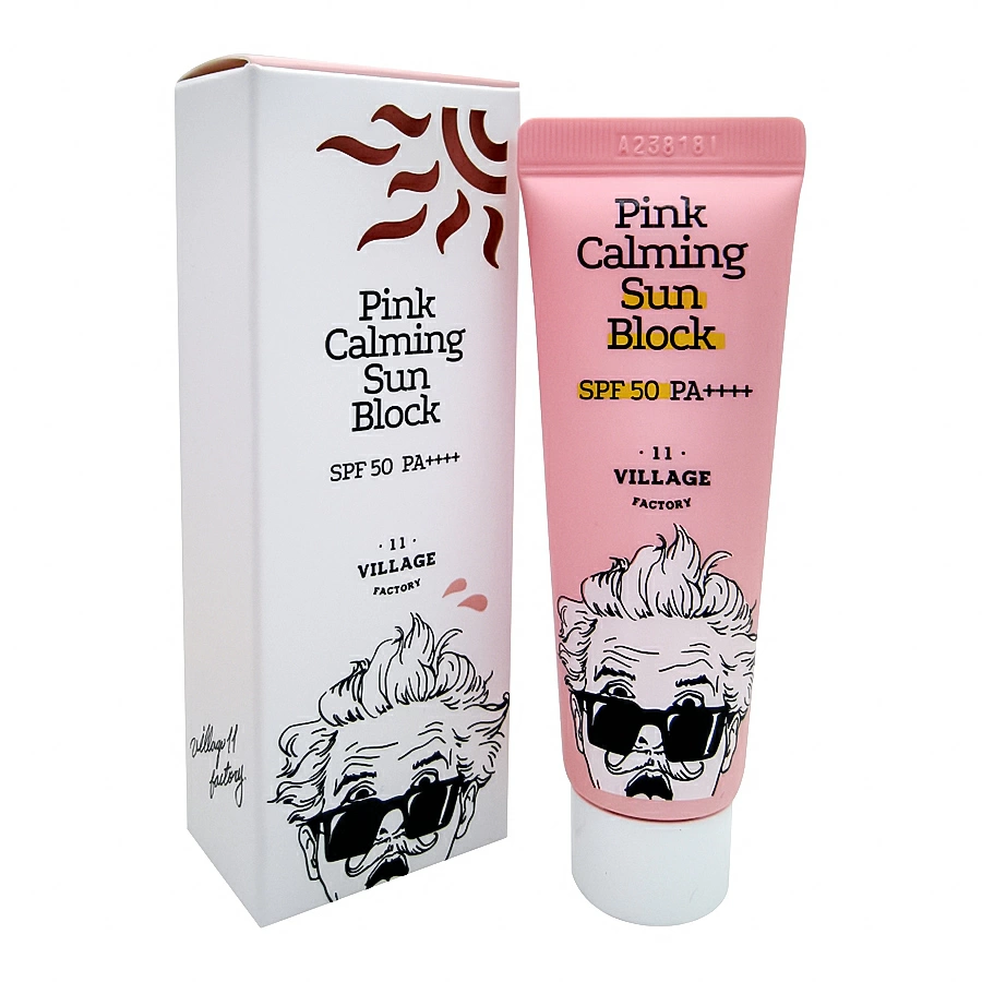 Village 11 Factory Pink Calming Sun Block SPF50 PA++++ Успокаивающий солнцезащитный крем 25мл