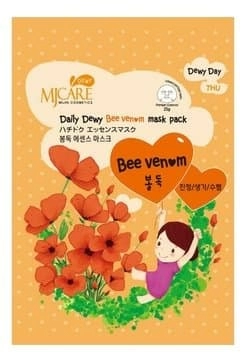 Тканевая маска для лица Mijin MJ Care Daily Dewy Mask Pack Bee Venom с пчелиным ядом, 25 гр.