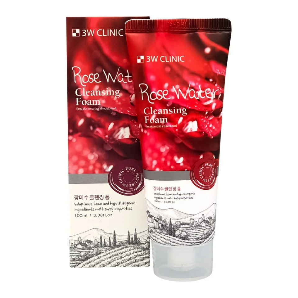 3W Clinic Rose Water Cleansing Foam Увлажняющая пенка с розовой водой