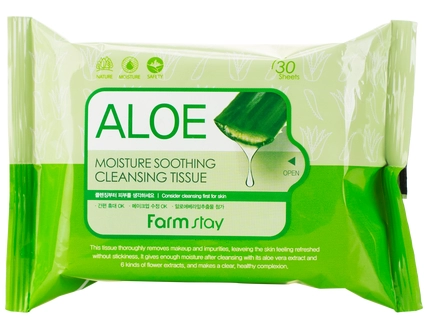 FarmStay Aloe Moisture Soothing Cleansing Tissue, 30pcs