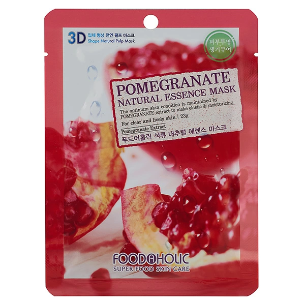 Foodaholic Тканевая маска для лица 3D Natural Essence Mask Pomegranate, 23 мл.