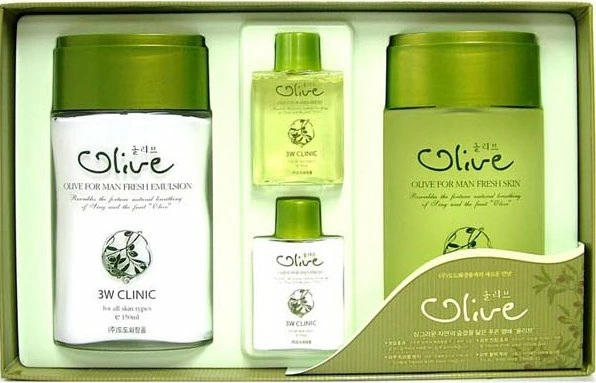 3W Clinic Набор для ухода за мужской кожей Olive for Man Fresh 2 Items Set, 2 шт.
