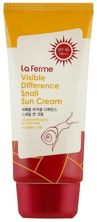 FarmStay Солнцезащитный крем для лица с муцином улитки La Ferme Visible Difference Snail Sun Cream SPF50 PA+++, 70 гр.