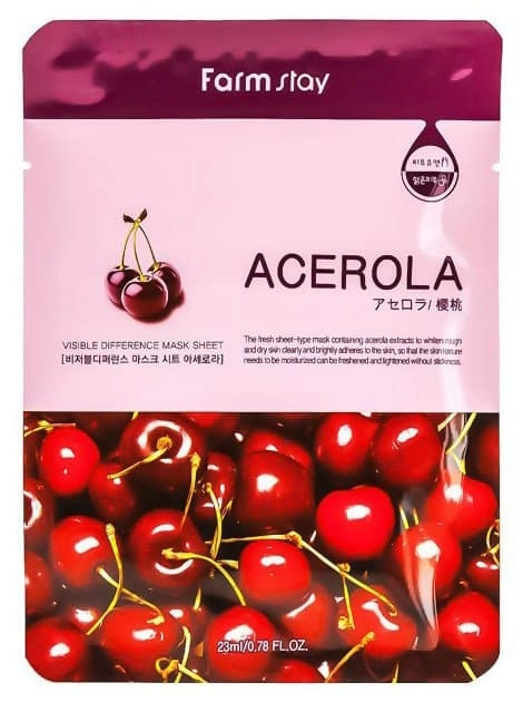 FarmStay Тканевая маска для лица Visible Difference Mask Sheet Acerola с экстрактом ацеролы, 23 мл.