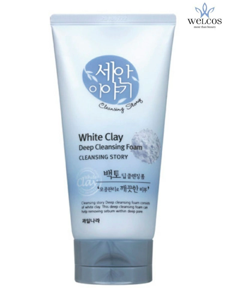 Welcos Пенка для умывания Cleansing Story Foam Cleansing White Clay, 150 гр.