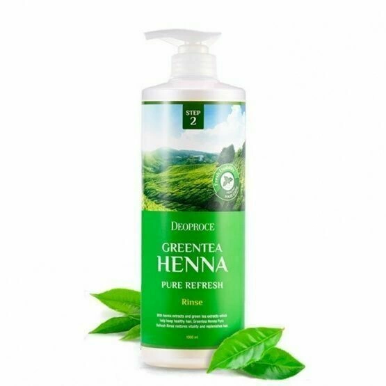 Deoproce Бальзам для волос Rinse Green Tea Henna Pure Refresh с зеленым чаем и хной, 1 л.