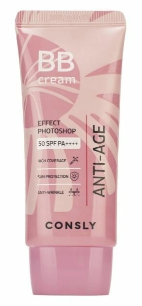 Consly Крем Bb антивозрастной с эффектом фотошопа Bb Cream Effect Photoshop ANTI-AGE SPF50/PA++++ натуральный бежевый ,50мл,Consly