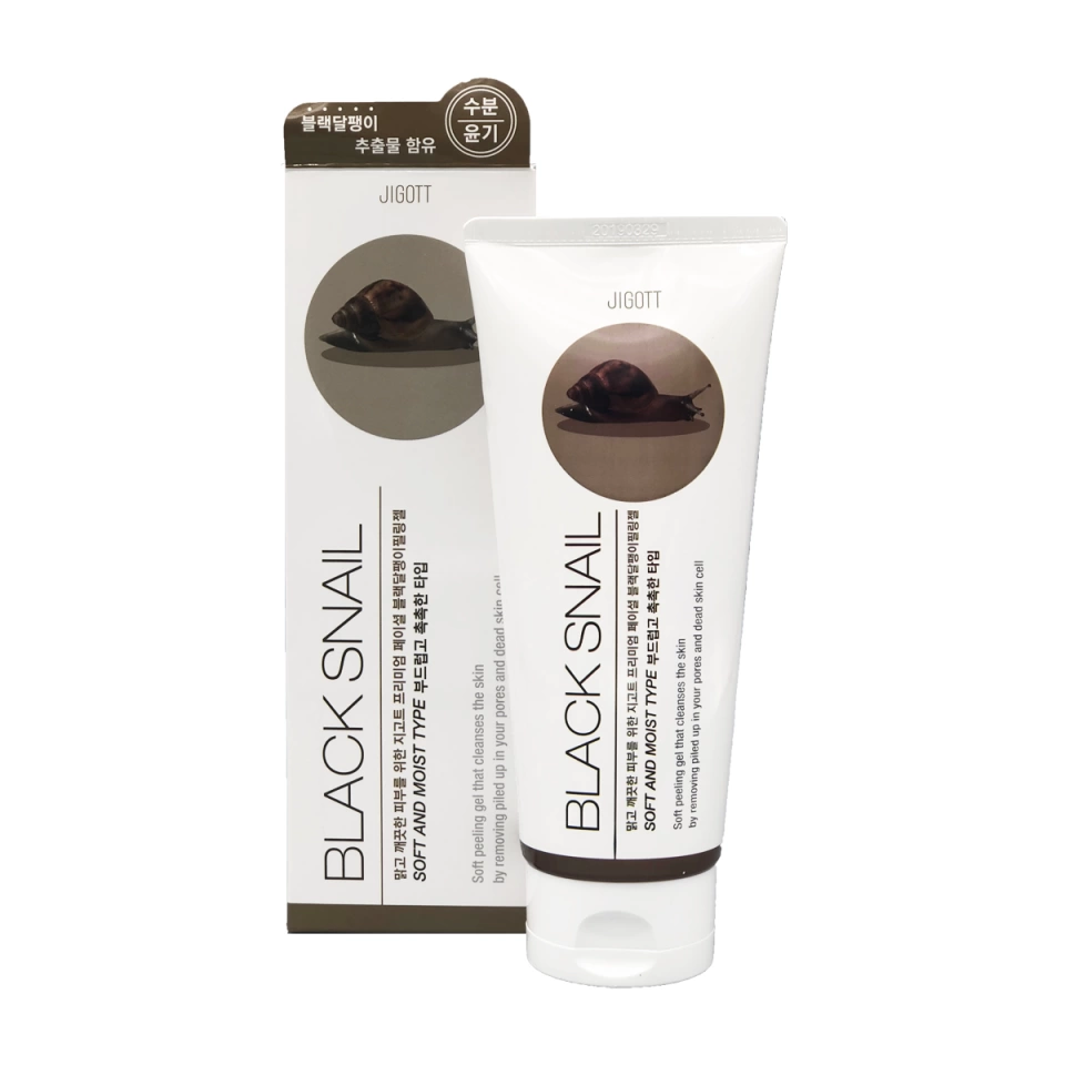 Jigott Premium Facial Black Snail Peeling Gel Гель с муцином черной улитки