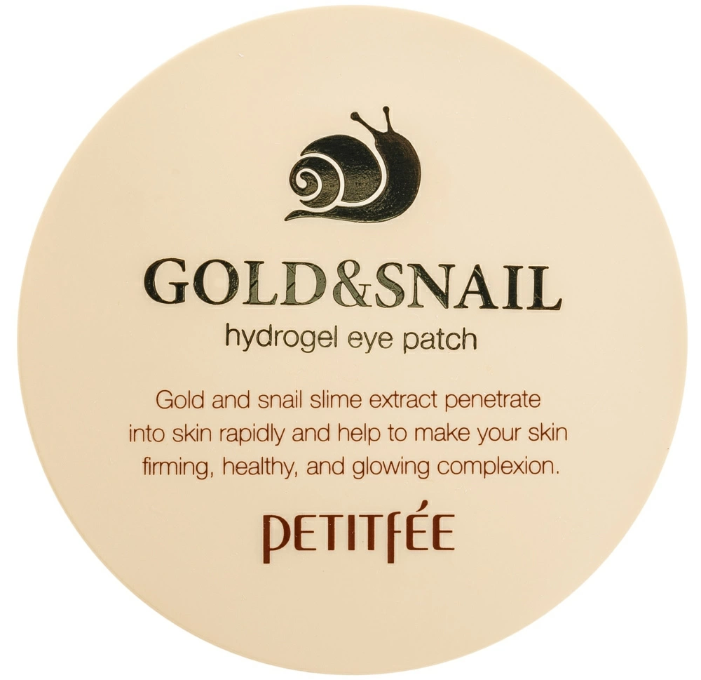 Гидрогелевые патчи для глаз Petitfee Gold & Snail Eye Patch с муцином улитки и золотом, 60 шт.