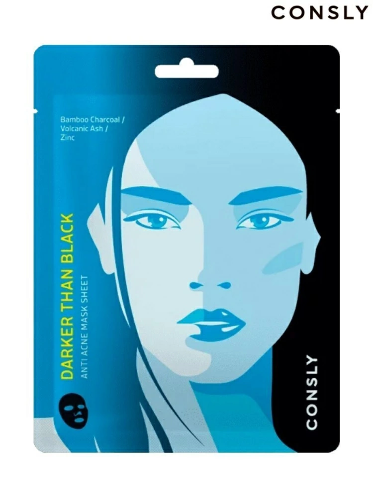 Consly Тканевая маска DtB для проблемной кожи Darker than Black Anti Acne Mask Sheet, 25мл