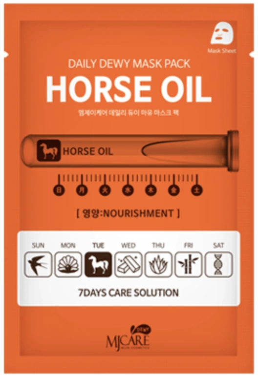 Mijin Тканевая маска для лица MJ Care Daily Dewy Mask Pack Horse Oil c лошадиным жиром, 25 гр.