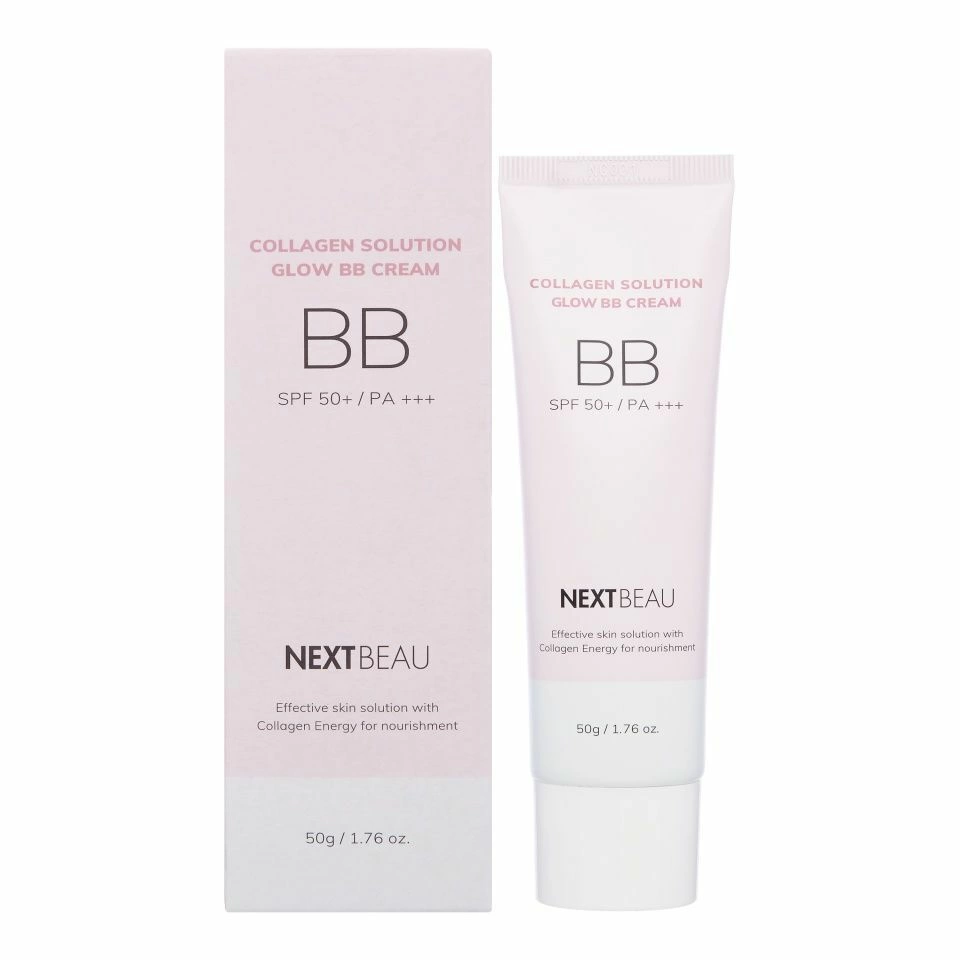 NEXTBEAU Collagen Solution Glow BB Cream SPF 50+ / PA+++ 02 Natural Beige Омолаживающий ББ крем с гидролизованным коллагеном 02 Натуральный бежевый 50г