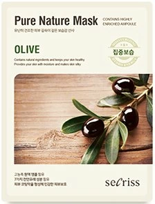 Anskin Тканевая маска для лица Secriss Pure Nature Mask Pack Olive, 25 мл.