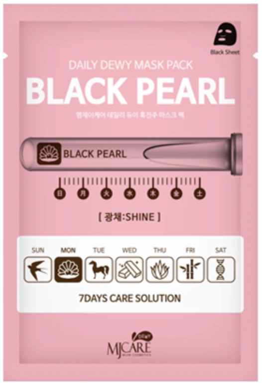 Тканевая маска для лица Mijin MJ Care Daily Dewy Mask Pack Black Pearl c экстрактом жемчуга, 25 гр.