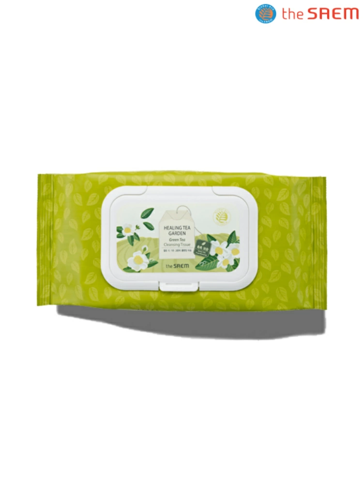 The Saem Салфетки очищающие Healing Tea Garden Green Tea Cleansing Tissue, 60 шт.