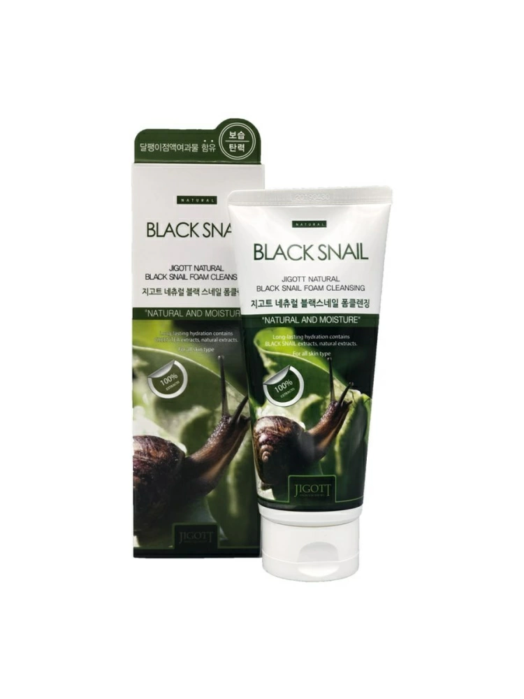 Jigott FOAM Пенка для лица с экстрактом улиточного муцина NATURAL BLACK SNAIL FOAM CLEANSING, 180 мл.