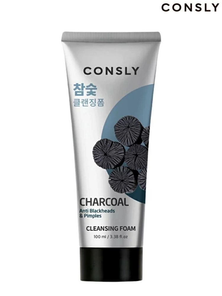 Consly Пенка для умывания кремовая c древесным углем против черных точек Charcoal Anti Blackheads Creamy Cleansing Foam, 100 мл.