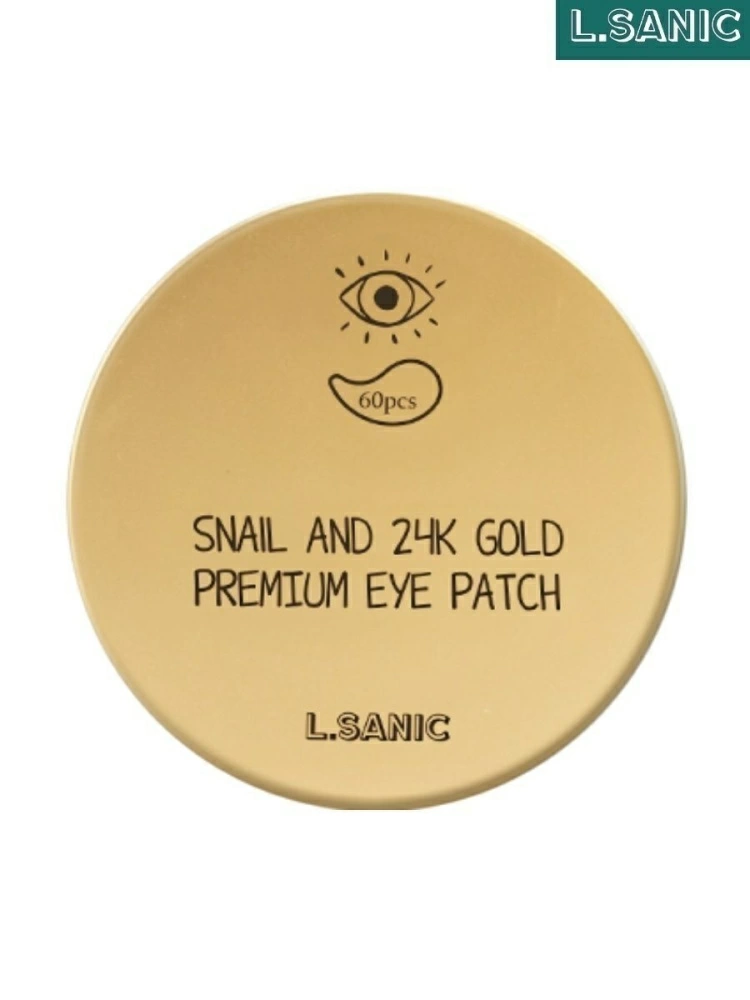 L.Sanic Гидрогелевые патчи для глаз Snail and 24K Gold Premium Eye Patch с муцином улитки и золотом, 60 шт.