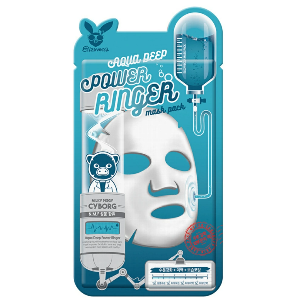 Elizavecca Тканевая маска для лица Aqua Deep Power Ringer Mask Pack, 23 мл.