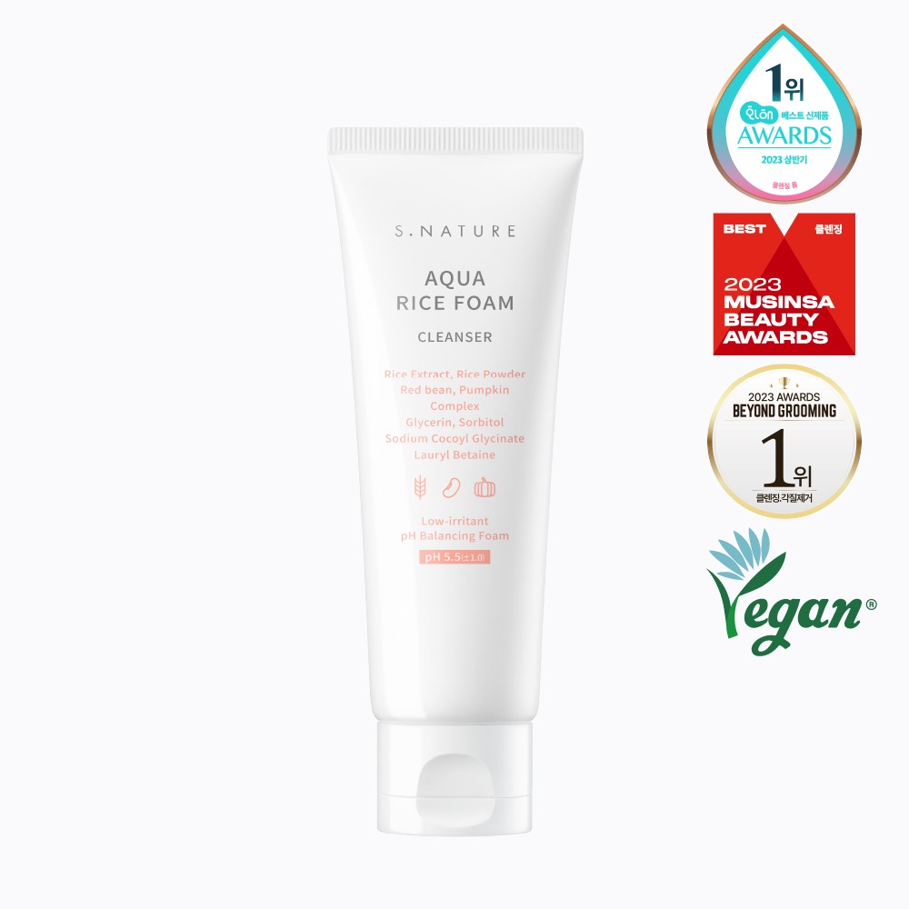 S.Nature Пенка для лица очищающая с экстрактом риса Aqua Rice Foam Cleanser, 160 мл.
