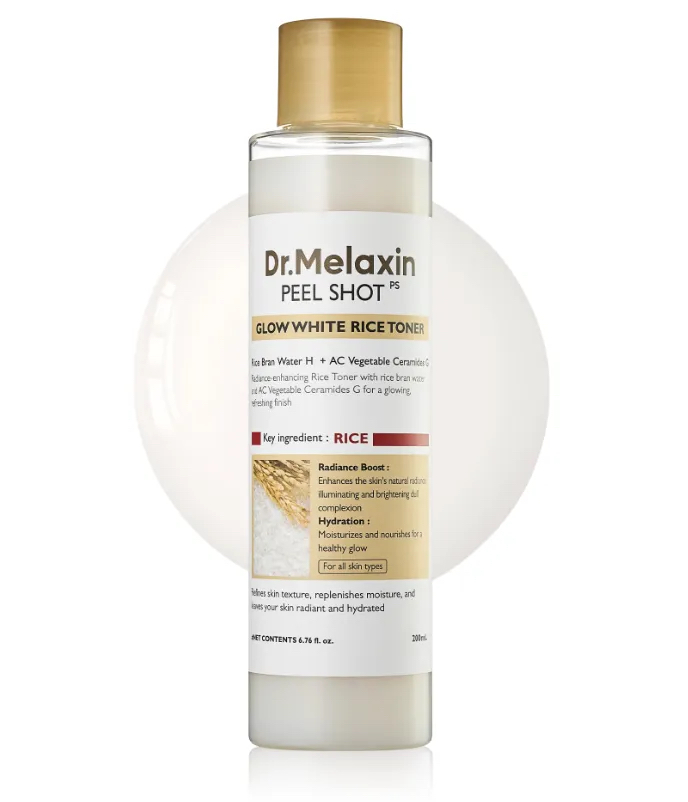Dr.Melaxin Тонер для лица на основе рисовой воды Peel Shot Glow White Rice Toner, 200 мл.