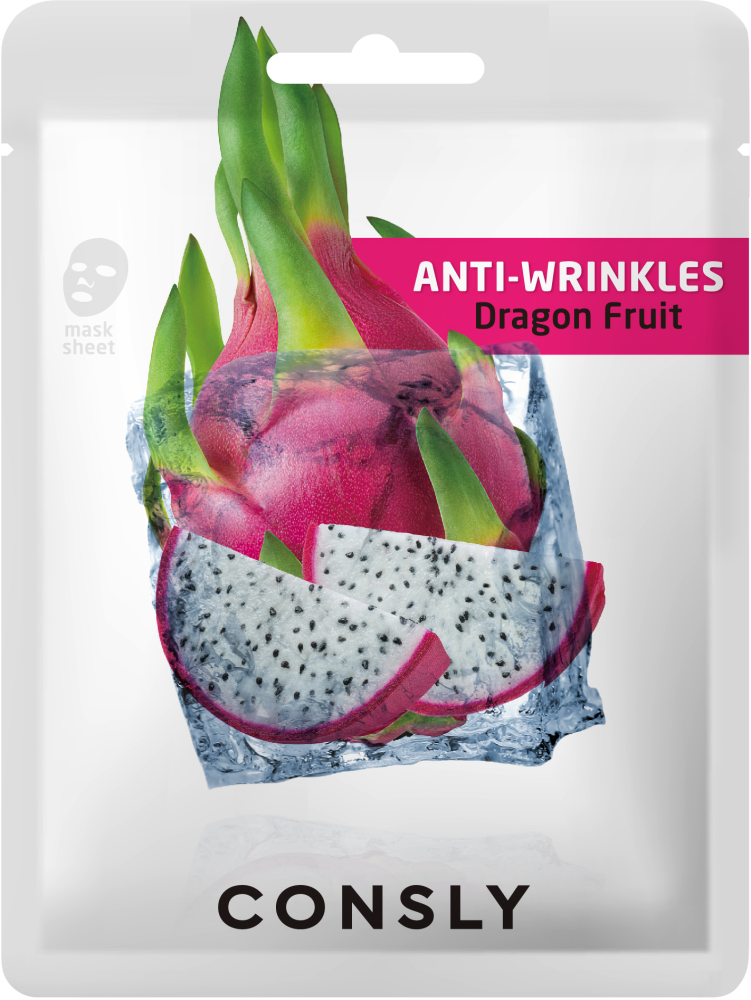 Consly Тканевая маска антивозрастная с экстрактом драгонфрута Dragon Fruit Anti-Wrinkles Mask Pack, 20 мл.