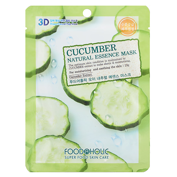 Foodaholic Тканевая маска для лица 3D Natural Essence Mask Cucumber, 23 мл.