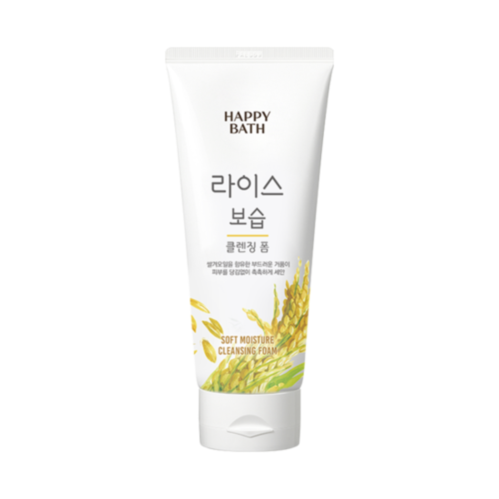 HAPPYBATH Пенка для лица очищающая увлажняющая с маслом рисовых отрубей Rice Moisurizing Cleansing Foam, 200 гр.